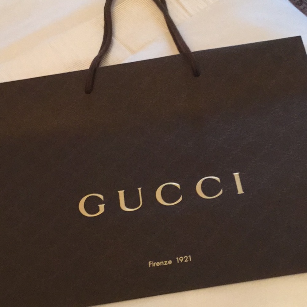 GUCCI FIRENZE SHOPPING BAG BROWN W/gold logo
